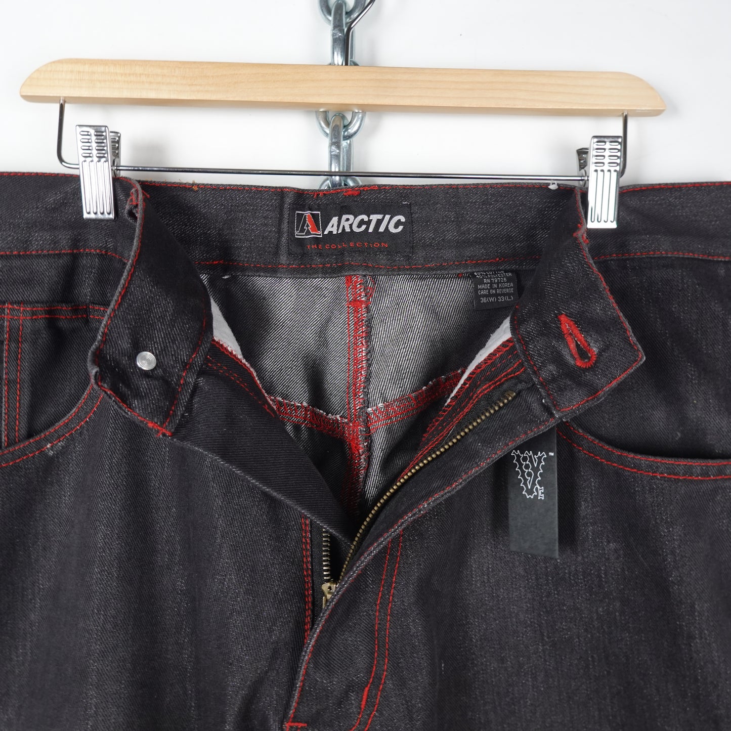 Arctic Red/Black Contrast Denim Pants - Size 36