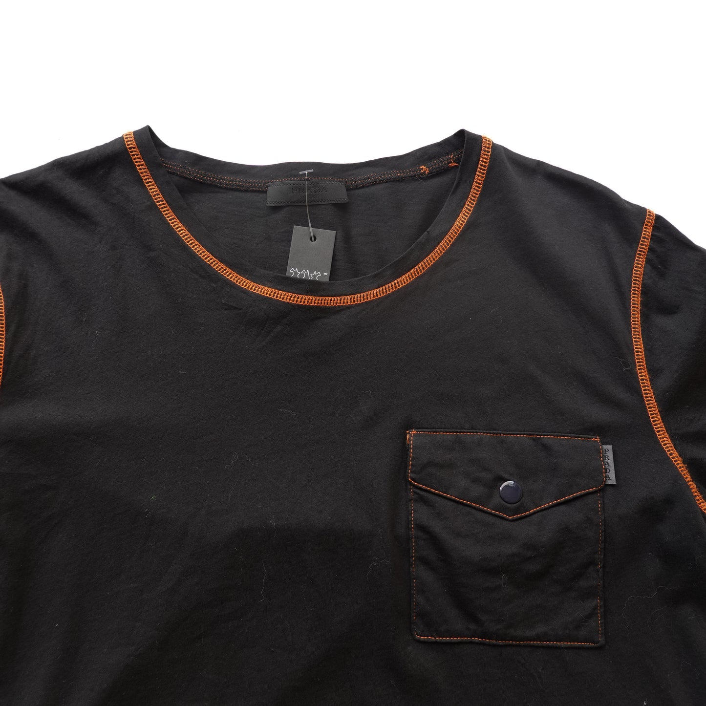 Prada Contrast Stitch Pocket Tee - Size L
