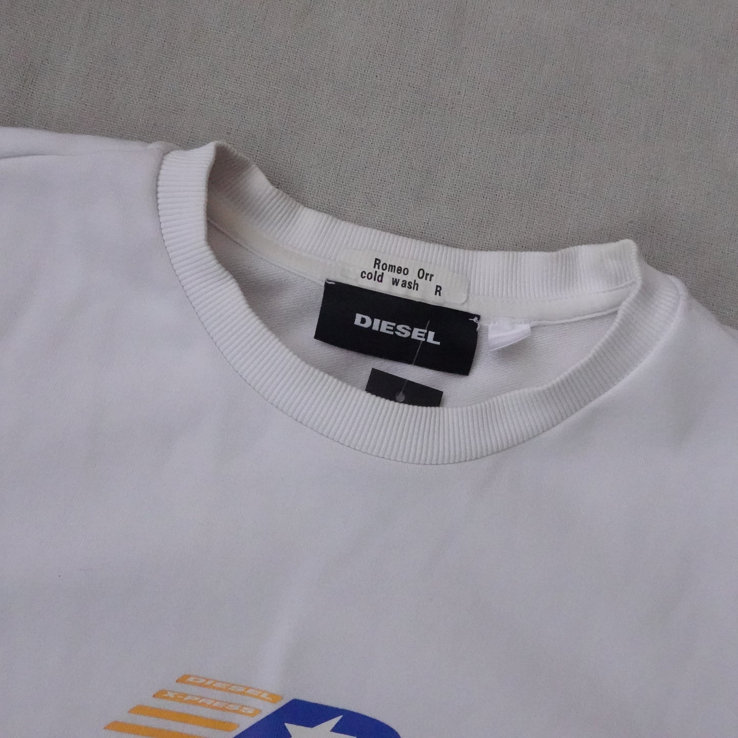 Diesel White Logo Crew - Size L
