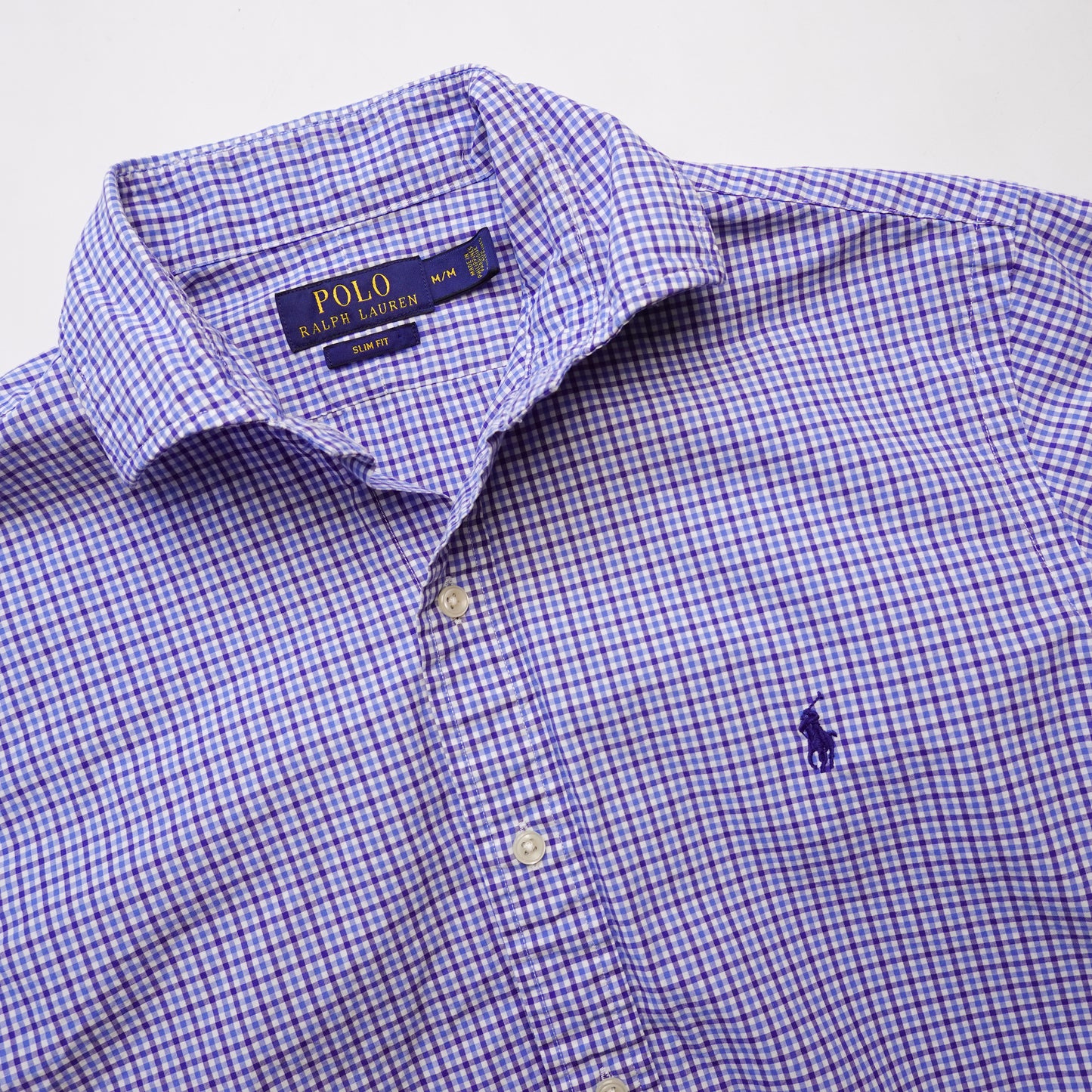 Polo RL Blue Plaid Slim Fit Button Up - Size M
