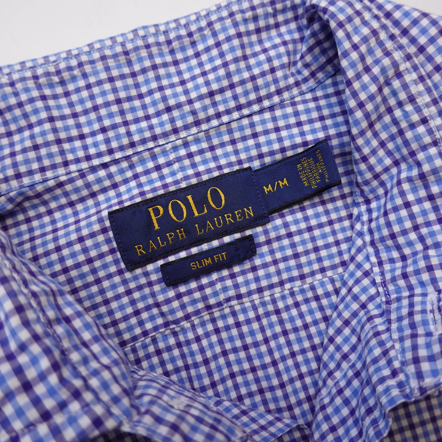 Polo RL Blue Plaid Slim Fit Button Up - Size M