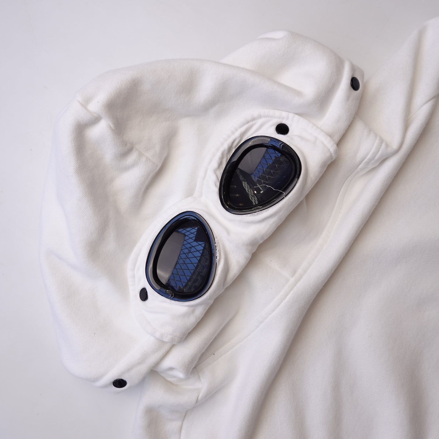 CP Company White Goggle Hoodie - Size M