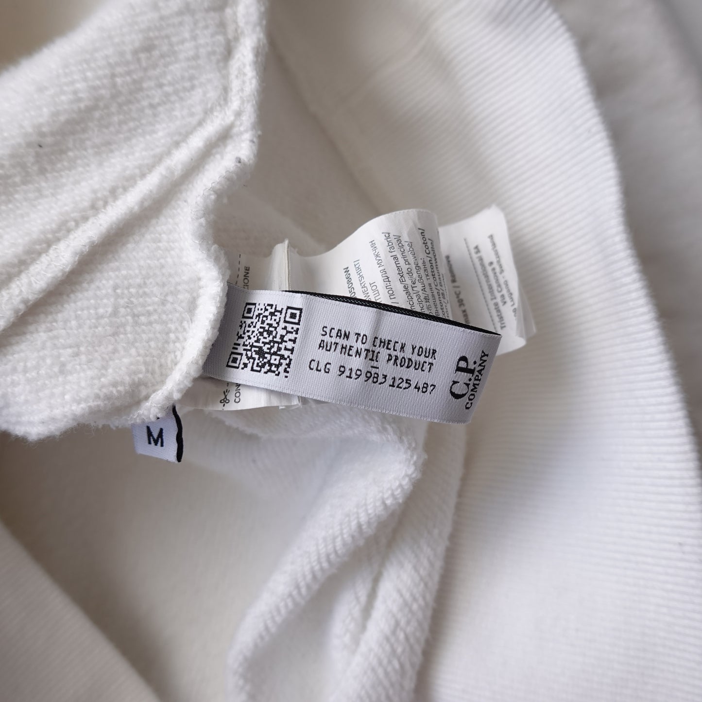 CP Company White Goggle Hoodie - Size M