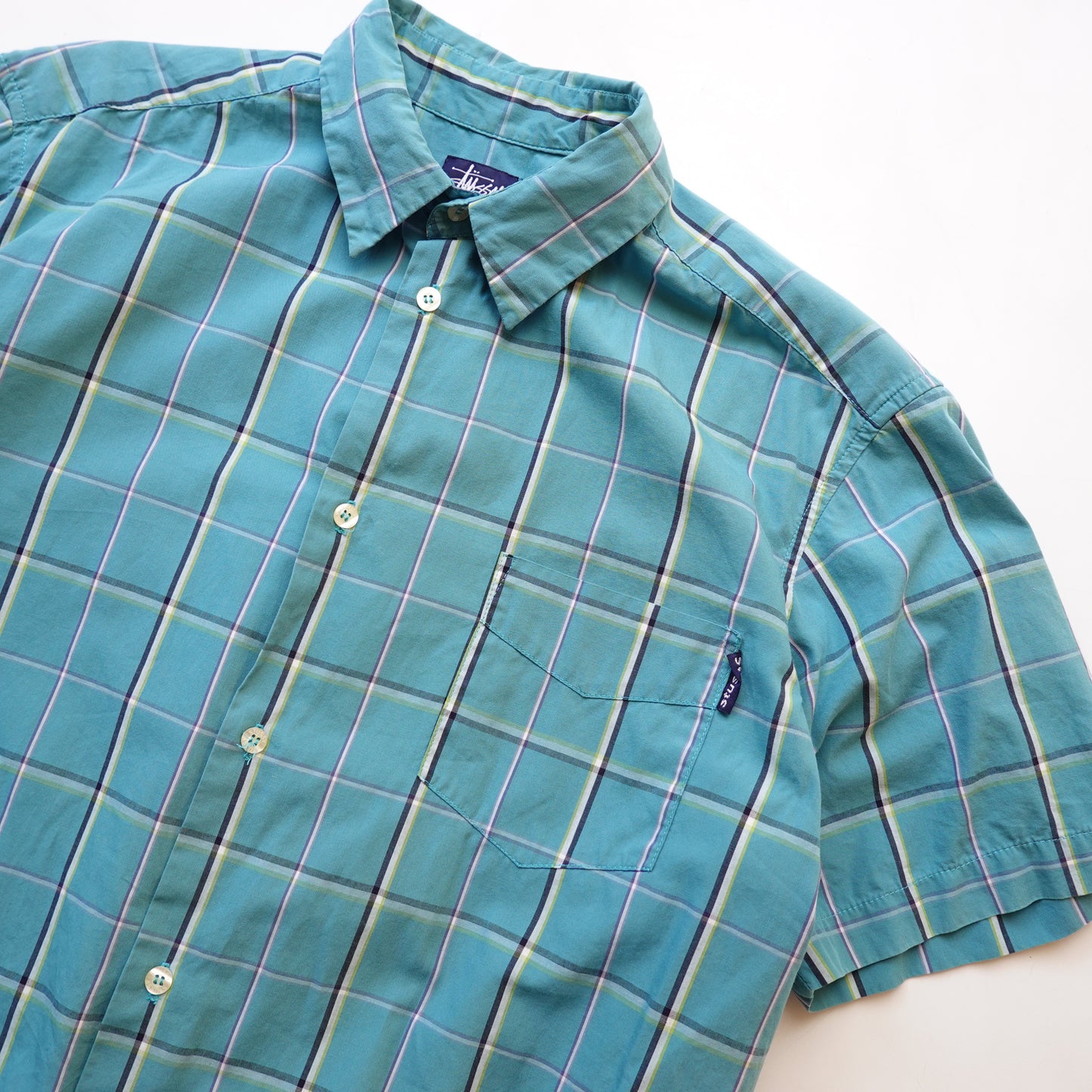 1990s Stussy Plaid SS Button Up - Size L