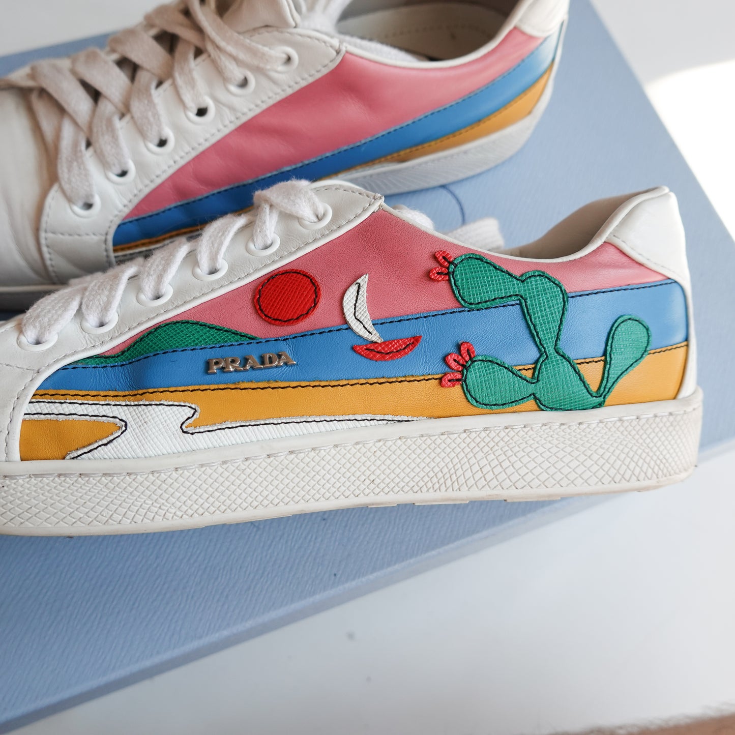 Prada Cactus Saffiano Low Top Sneaker - Size 38