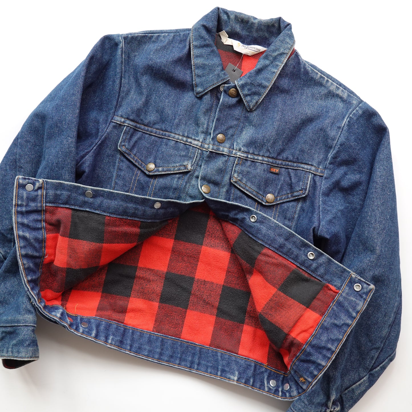 Vintage Key Flannel Lined Denim Jacket - Size XS