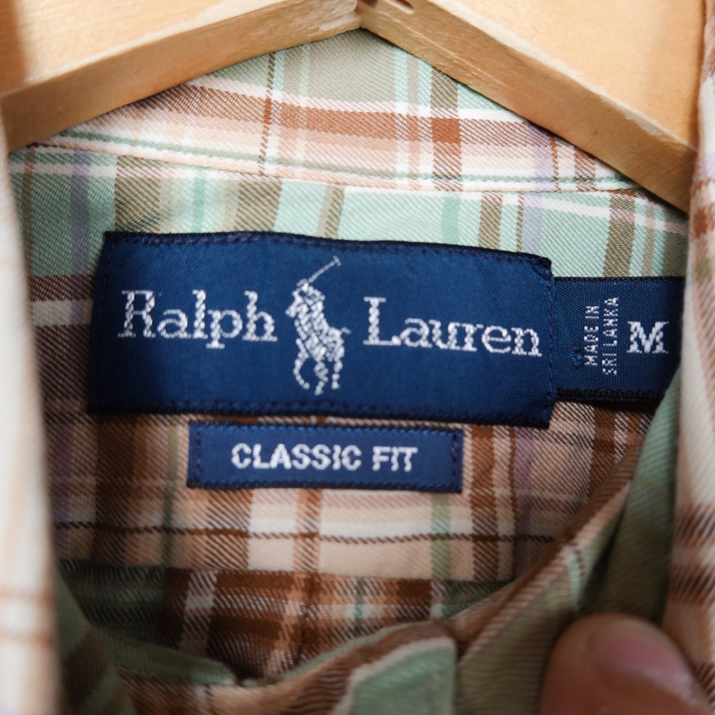 Polo RL Brown & Green Button up - Size M