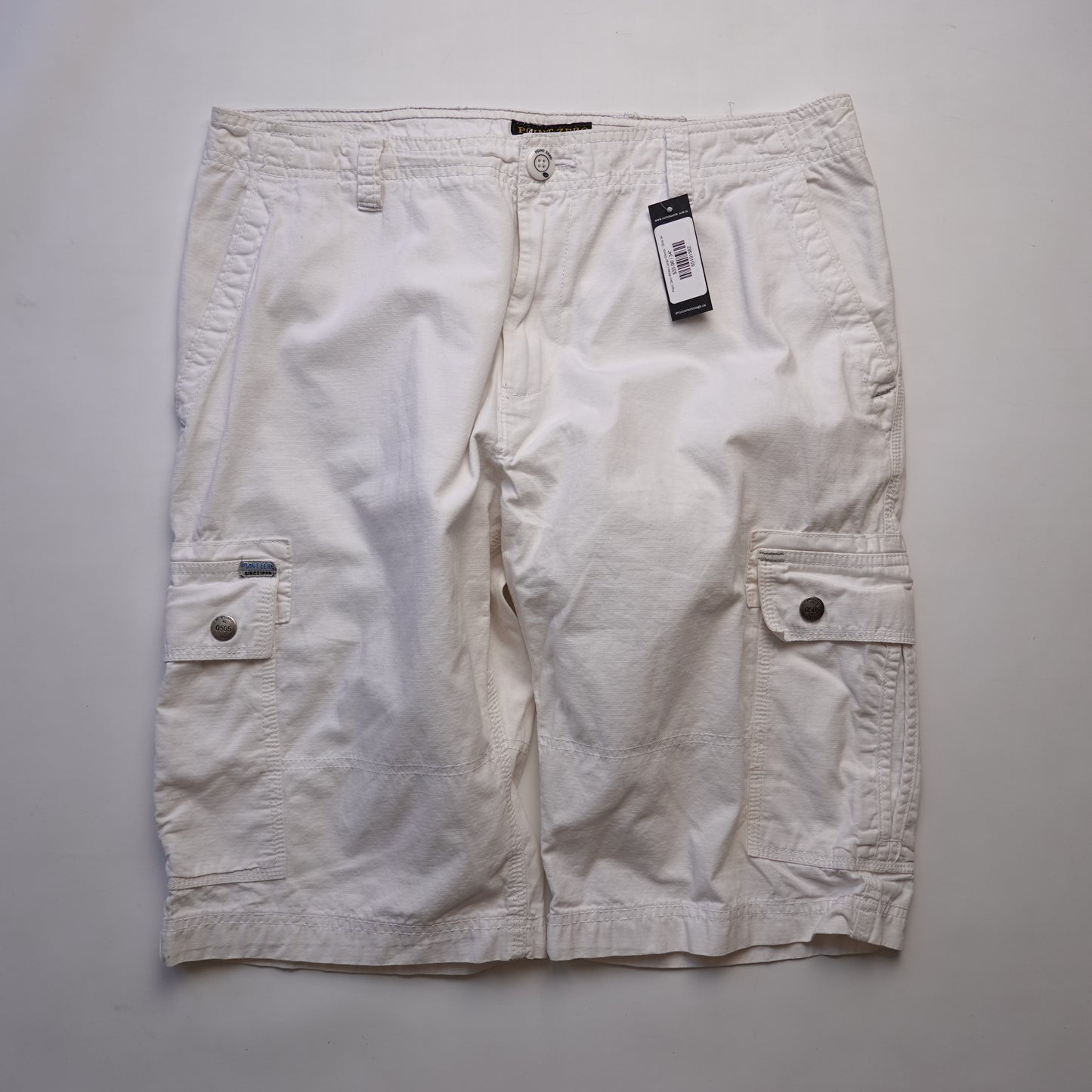 Point Zero White Cargo Shorts - Size 34
