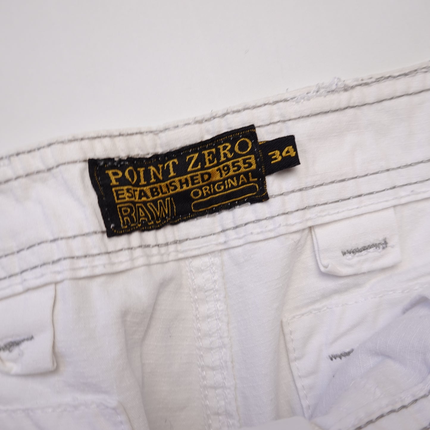 Point Zero White Cargo Shorts - Size 34