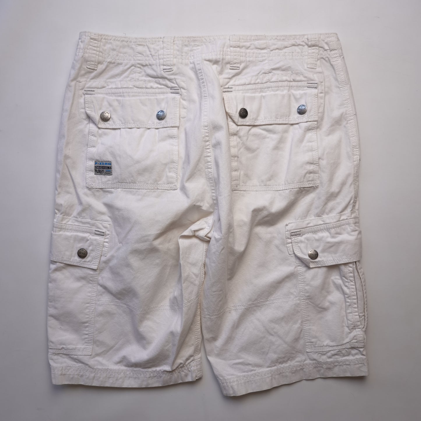Point Zero White Cargo Shorts - Size 34