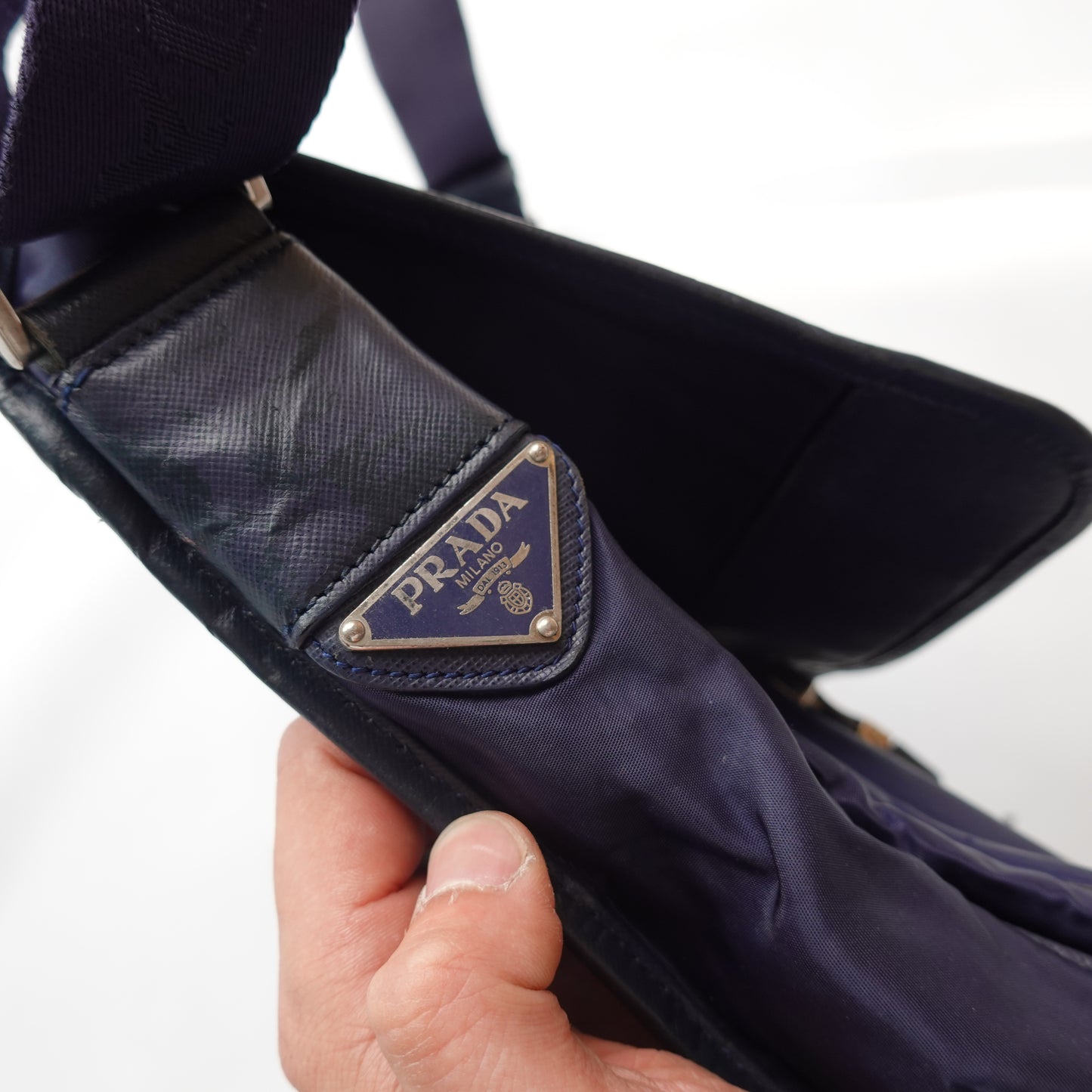 Vintage Prada Navy Messenger Bag