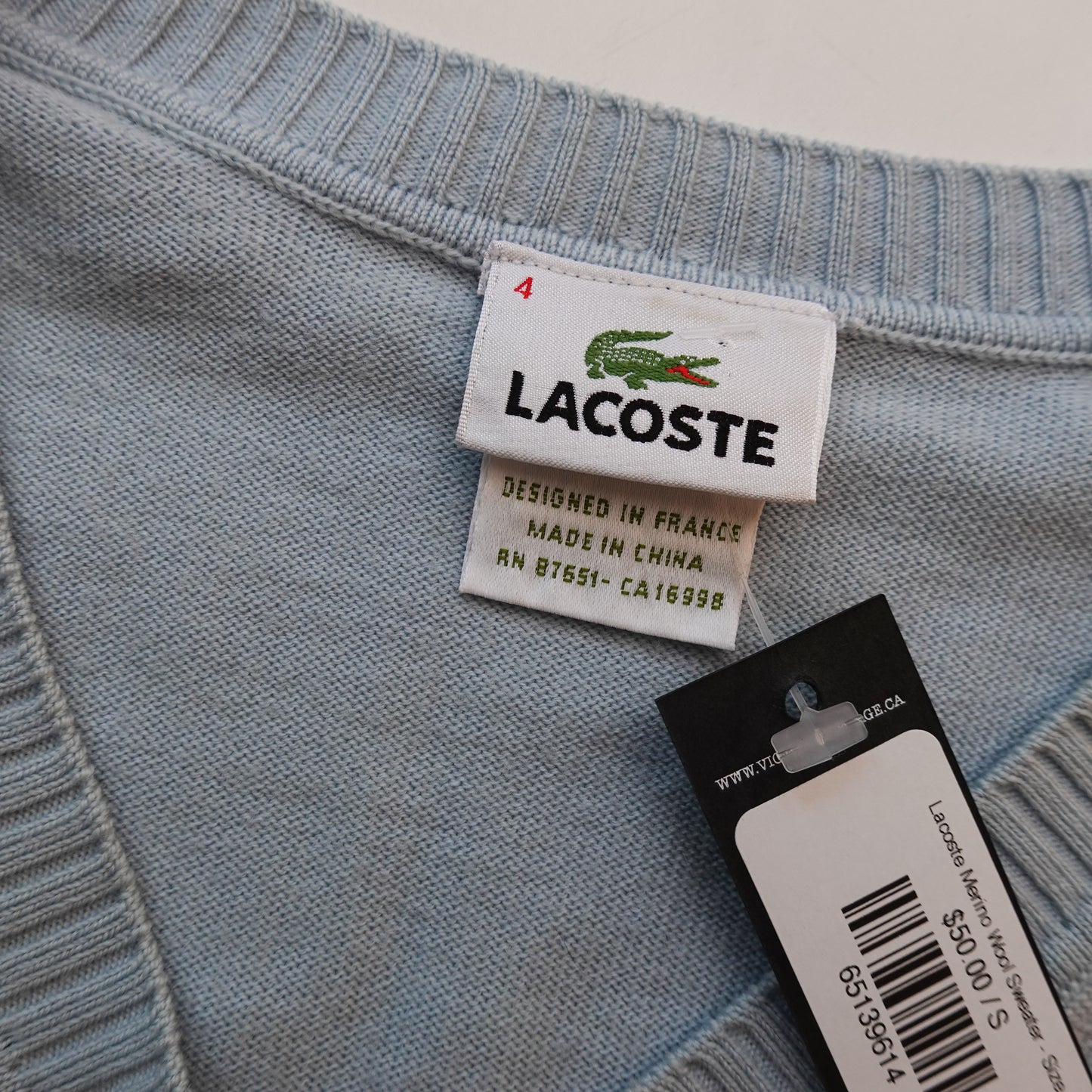 Lacoste Merino Wool Sweater - Size S