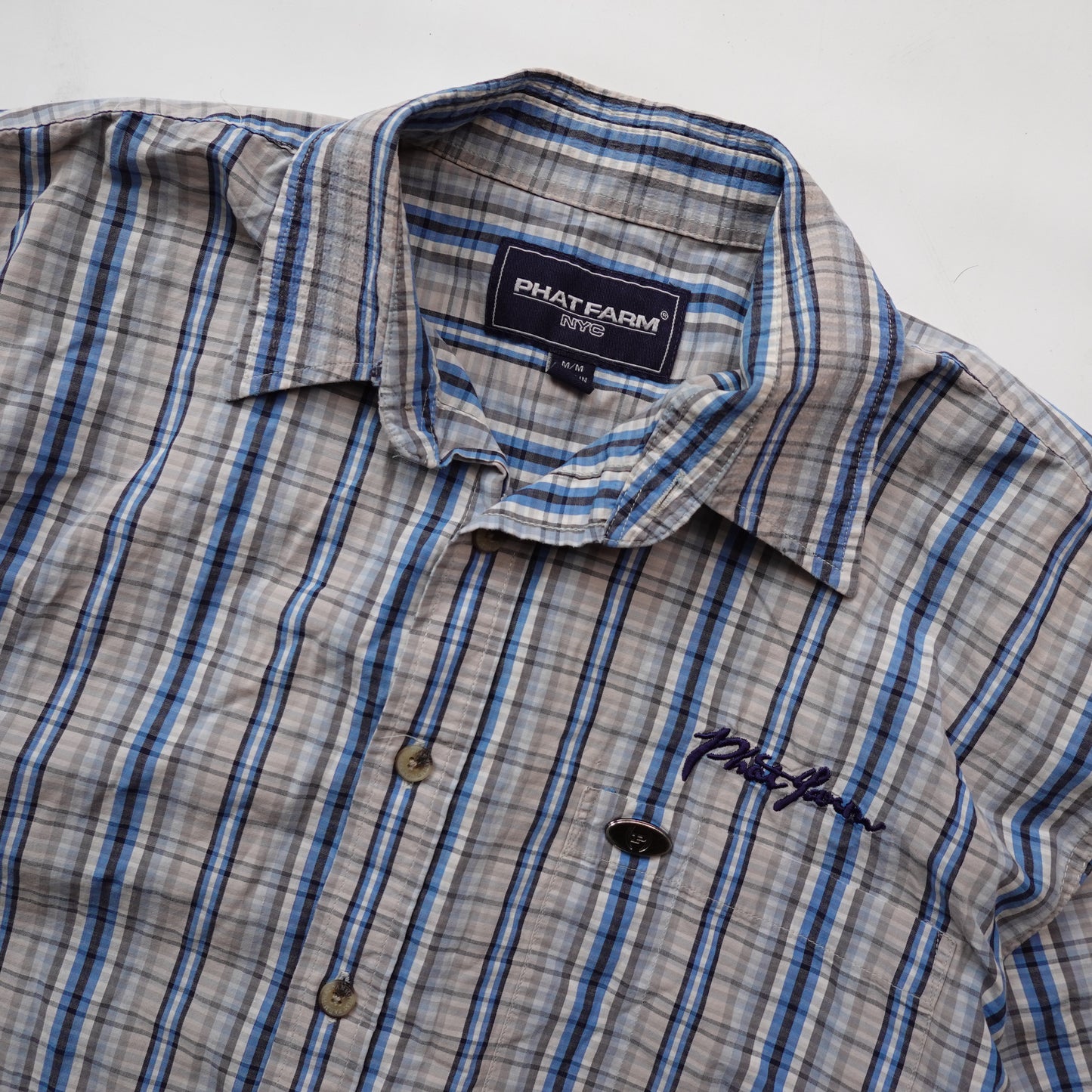 Phat Farm NYC Plaid SS Button Up - Size M
