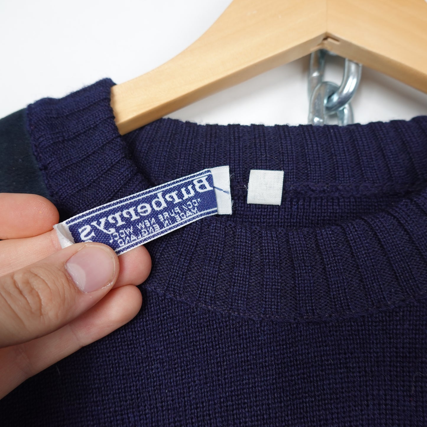 1990s Burberry Wool Knit Navy - Size L