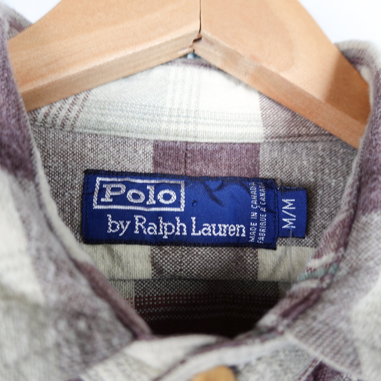 Polo RL Beige/Red/Green Flannel Shirt - Size M