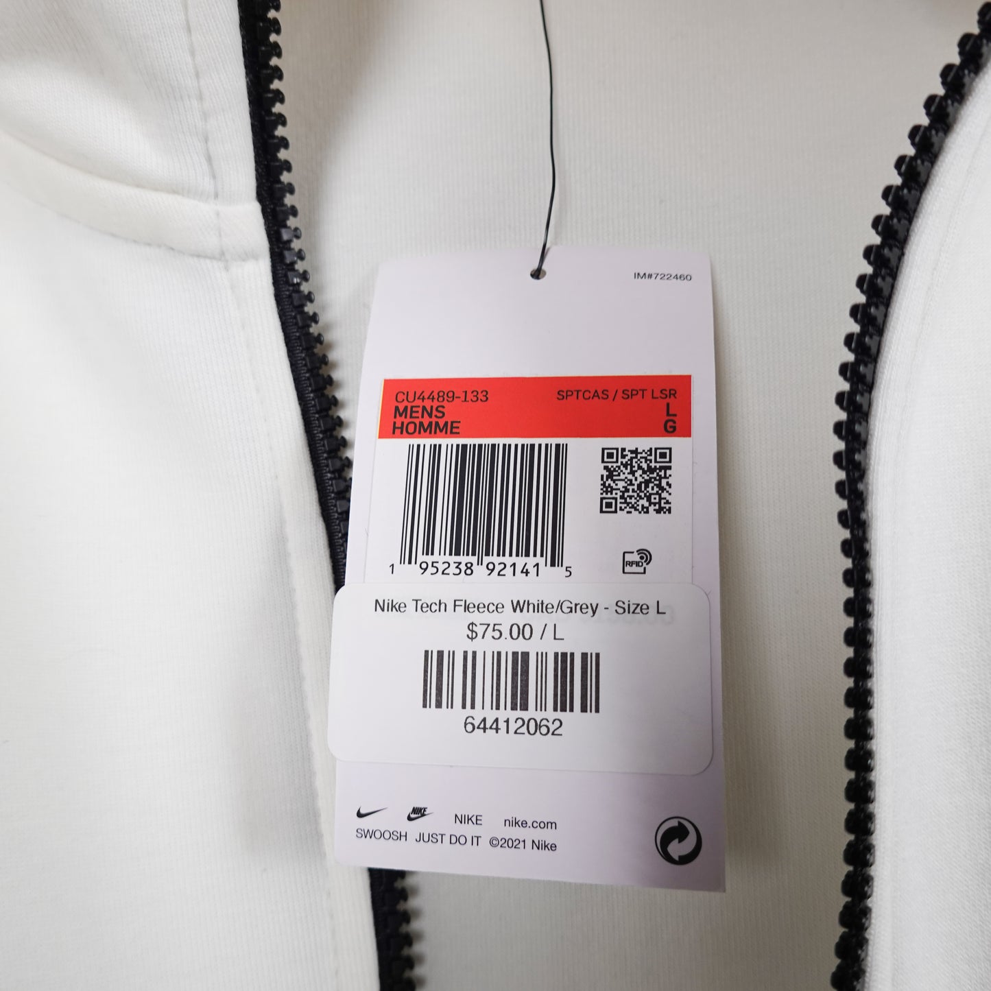 Nike Tech Fleece White/Grey - Size L