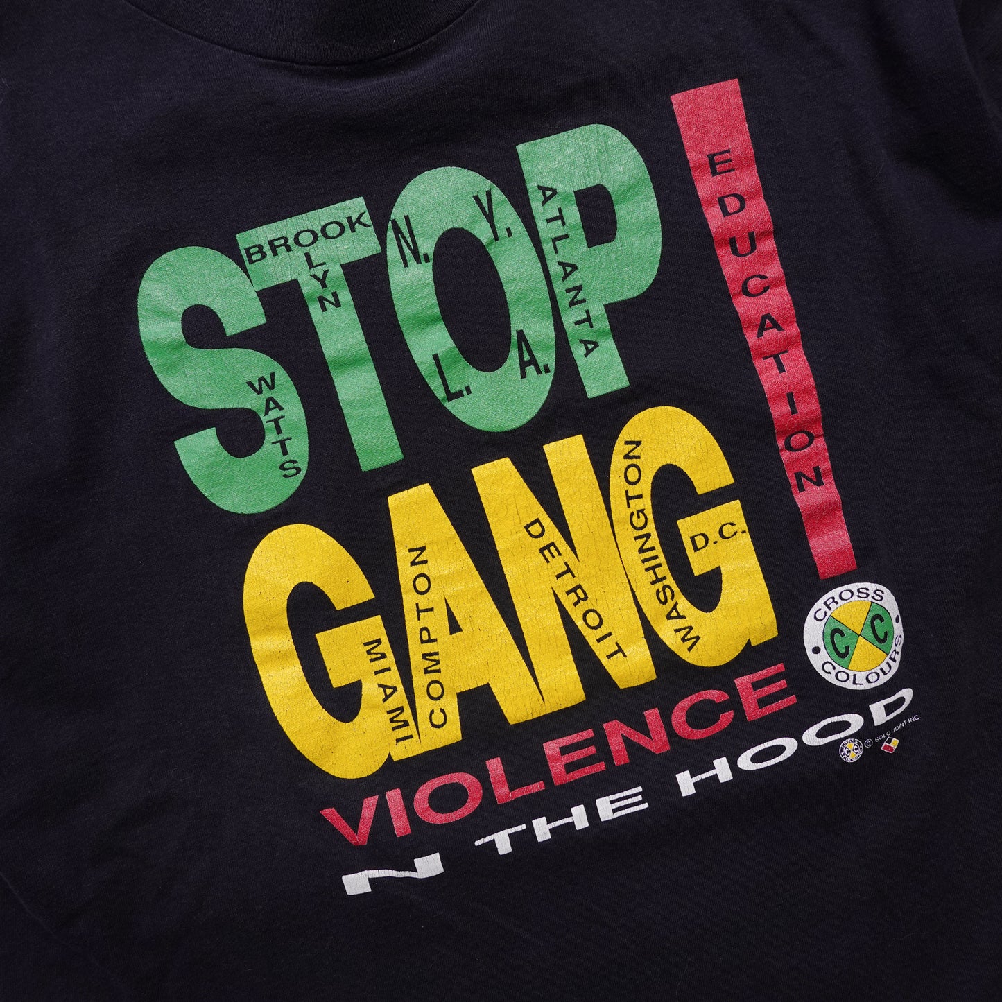 1990s Cross Colours Gang Violence Tee - Size XL