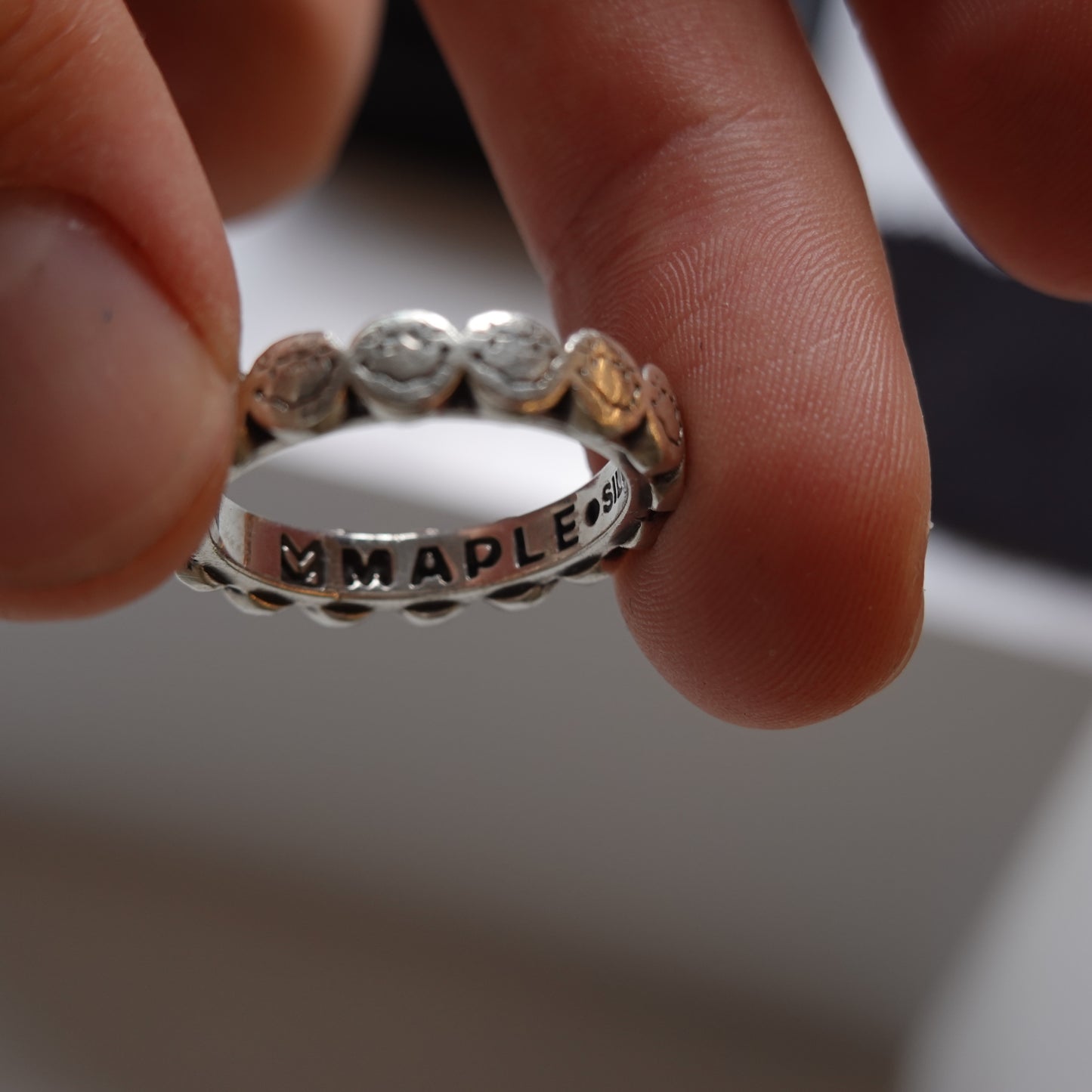 Maple Wavy Smile Silver Ring