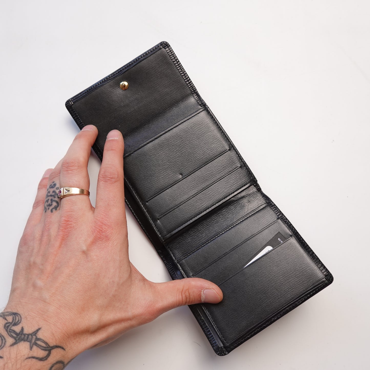 Louis Vuitton Black Epi Tri-Fold Wallet