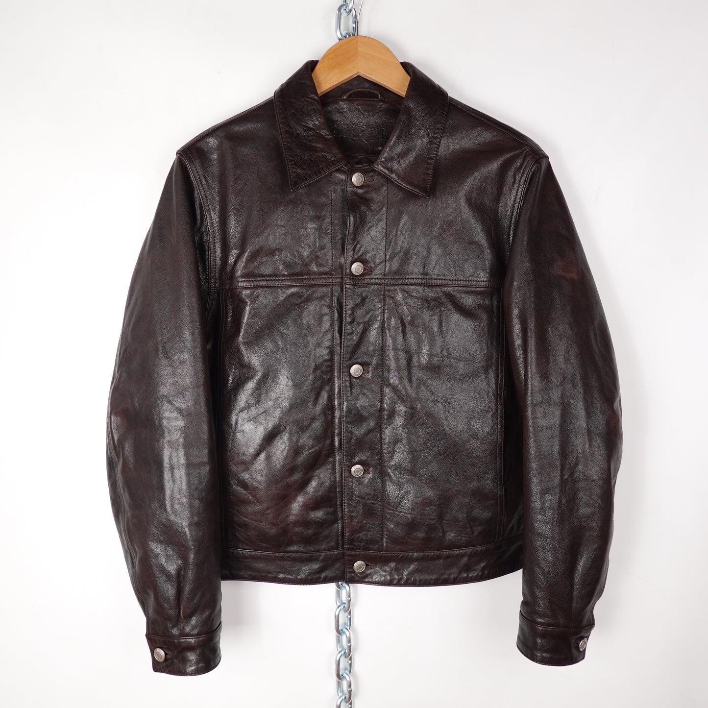 Stussy Trucker Leather Jacket - Size S