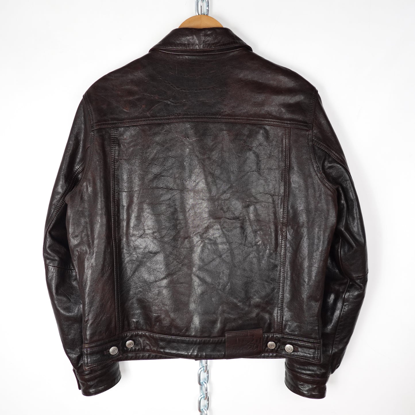 Stussy Trucker Leather Jacket - Size S