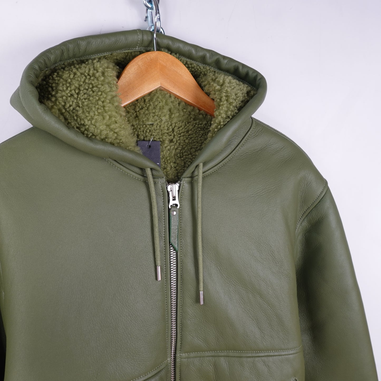 Stussy Workwear Shearling Green Hooded Jacket - Size S