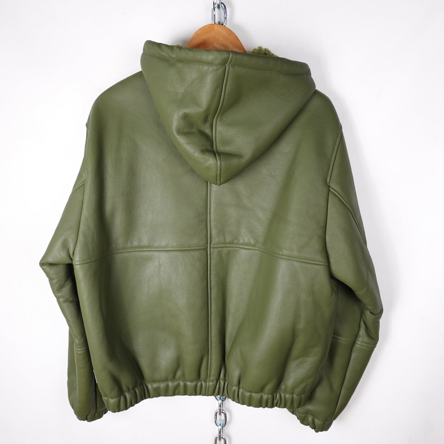 Stussy Workwear Shearling Green Hooded Jacket - Size S