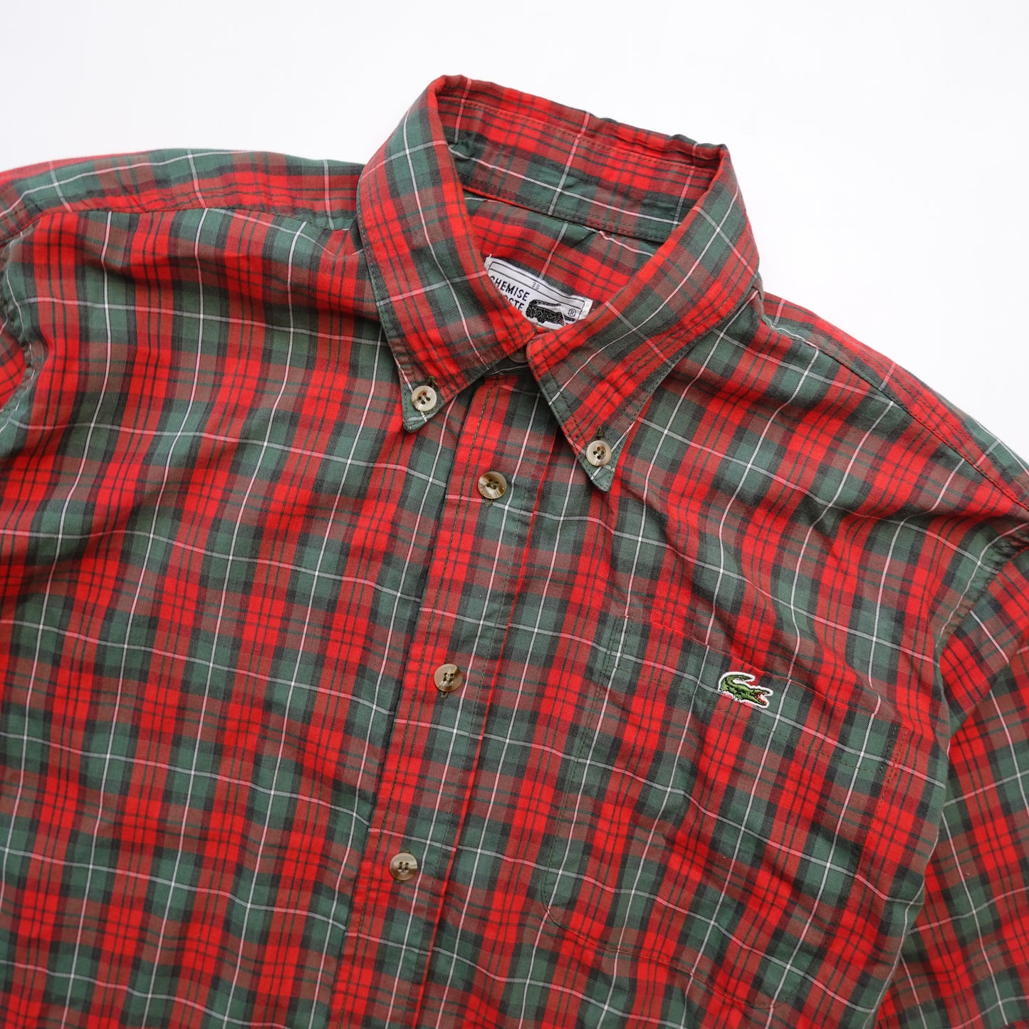 Vintage Lacoste Plaid SS Button Up - Size M