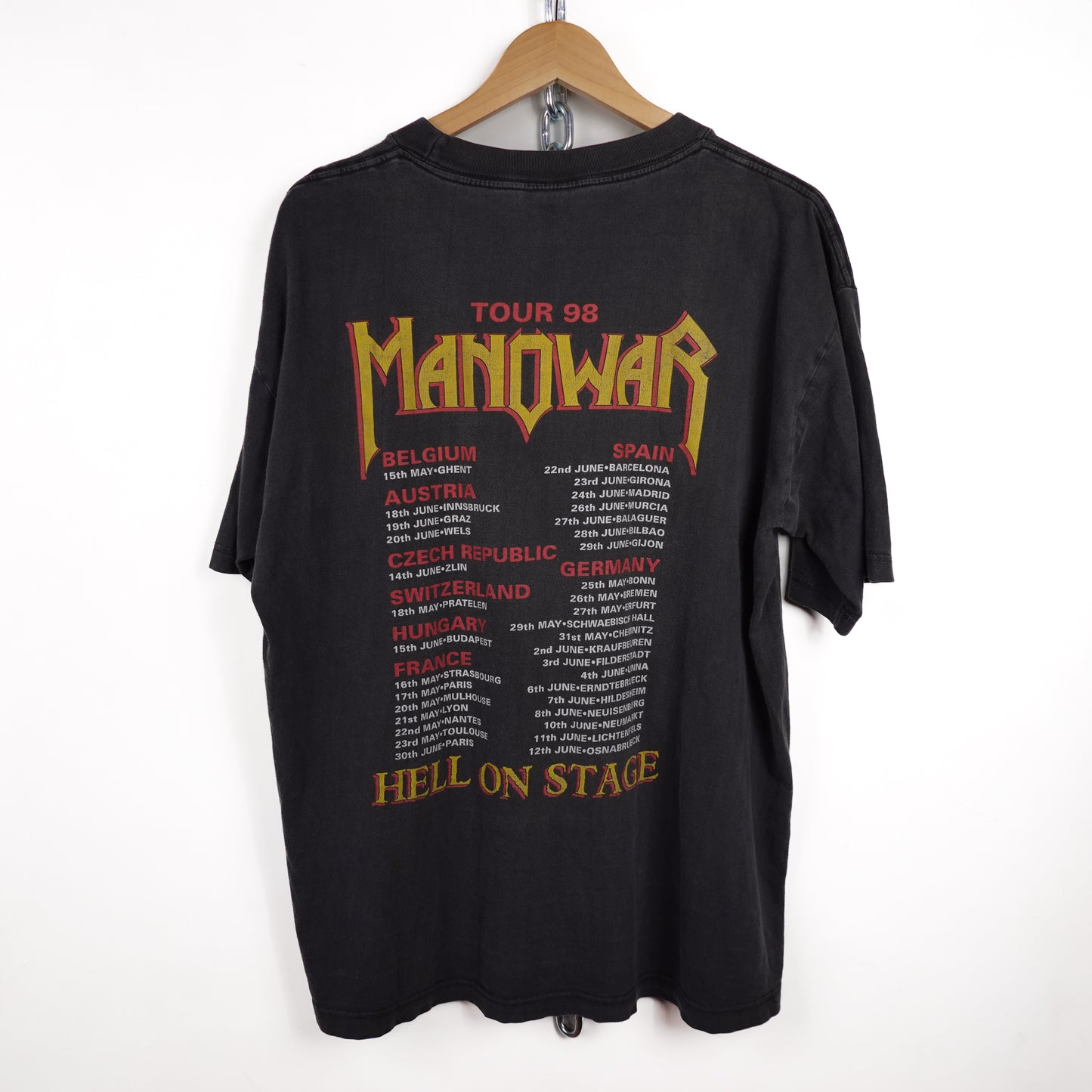 1998 Manowar Euro Tourr Tee - Size XL