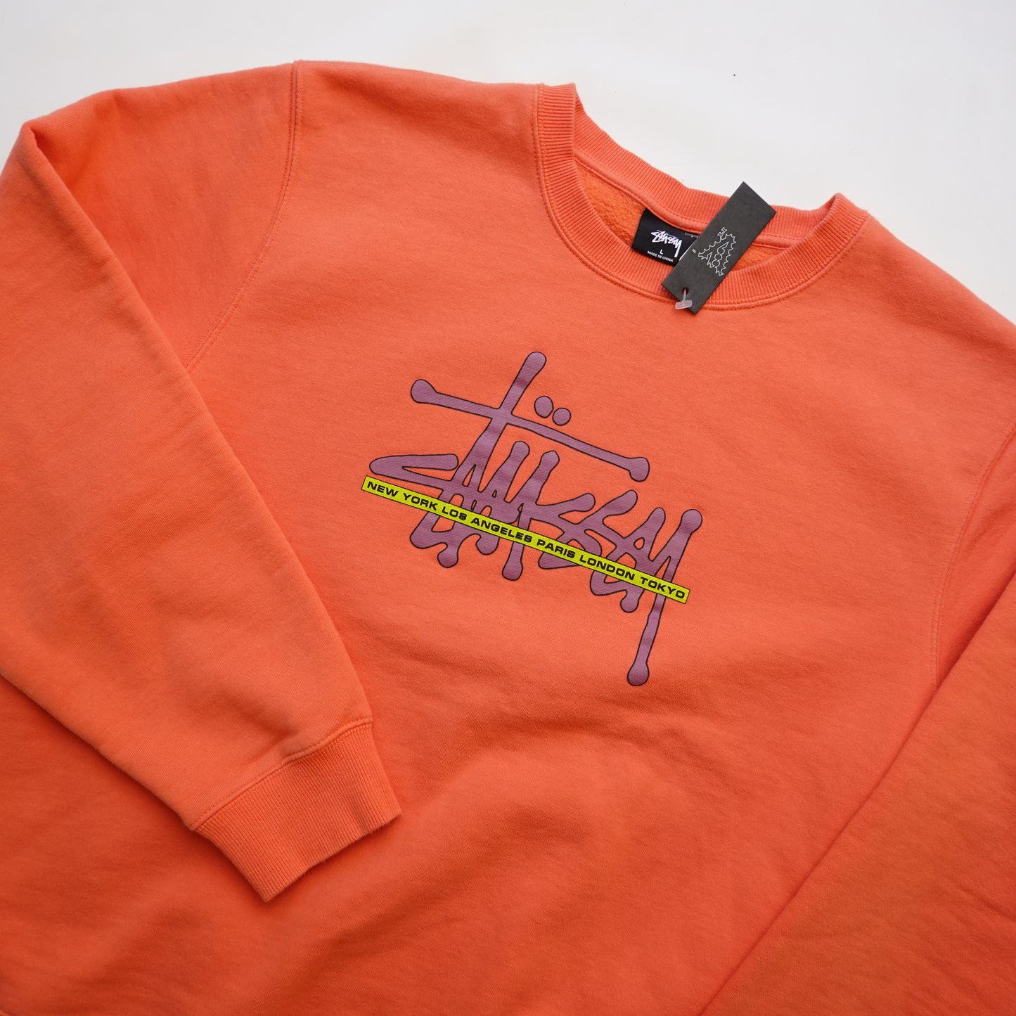 Stussy Logo Crewneck PEACH - Size L