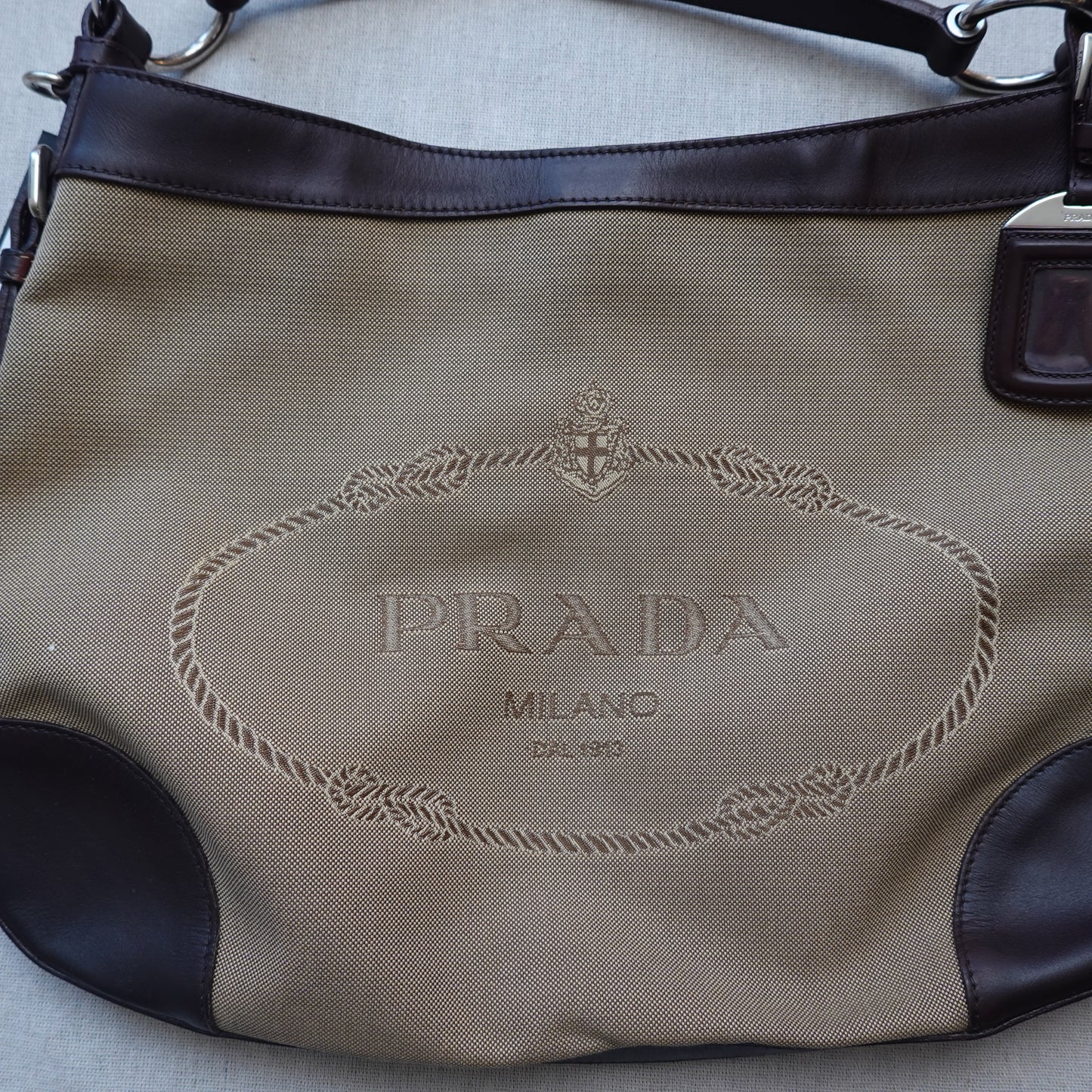 Prada Canapa Jacquard Hobo Bag