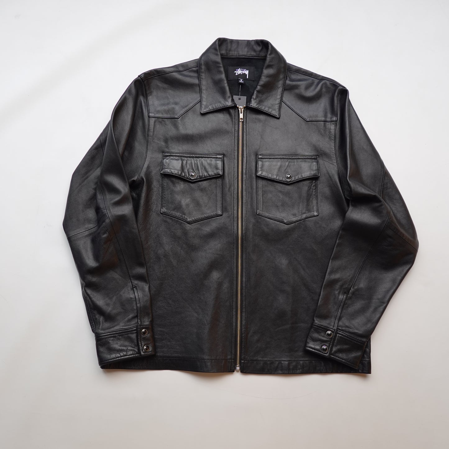 Stussy Sheep Leather Western Zip Up Jacket - Size S