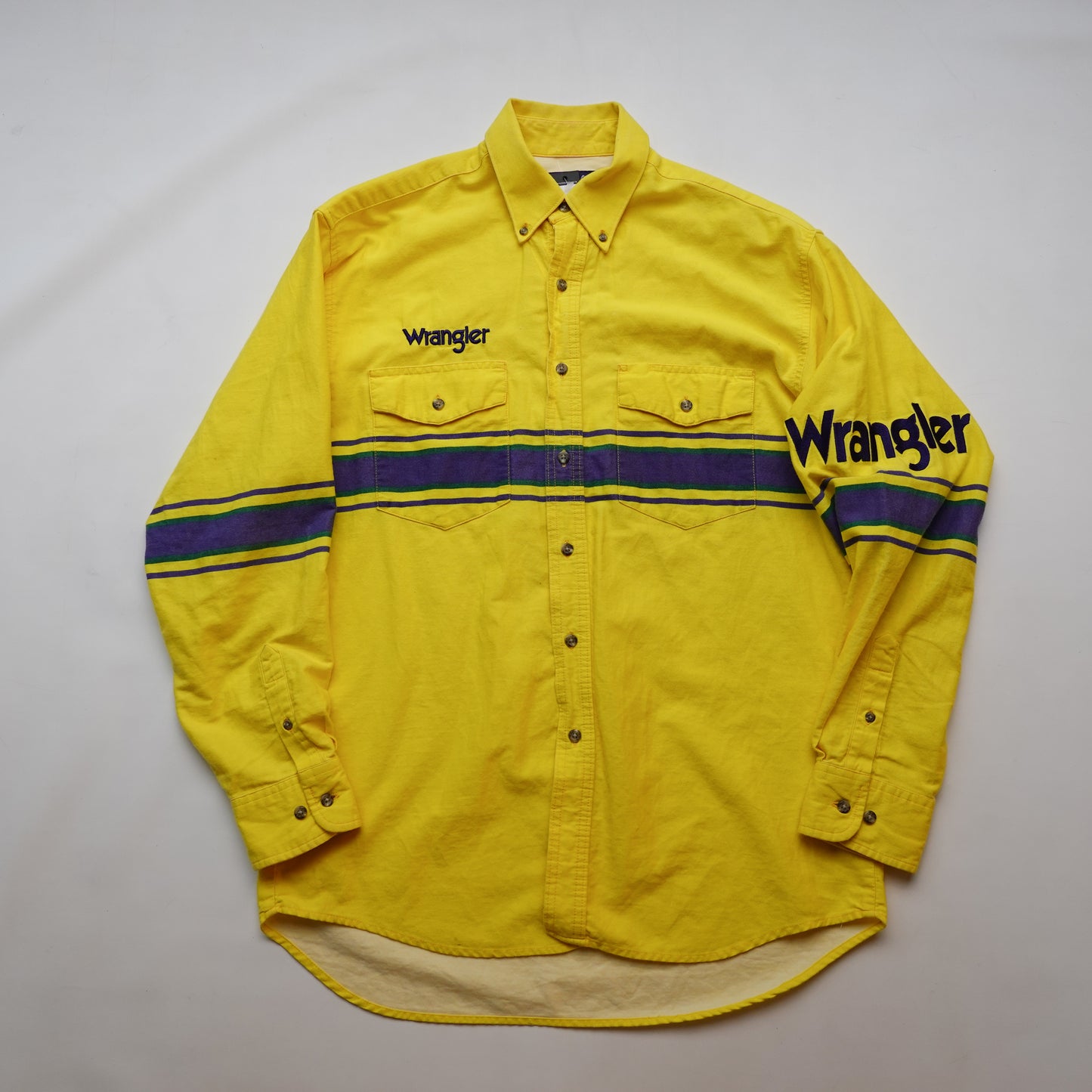 Wrangler Spellout Western Shirt Yellow - Size L