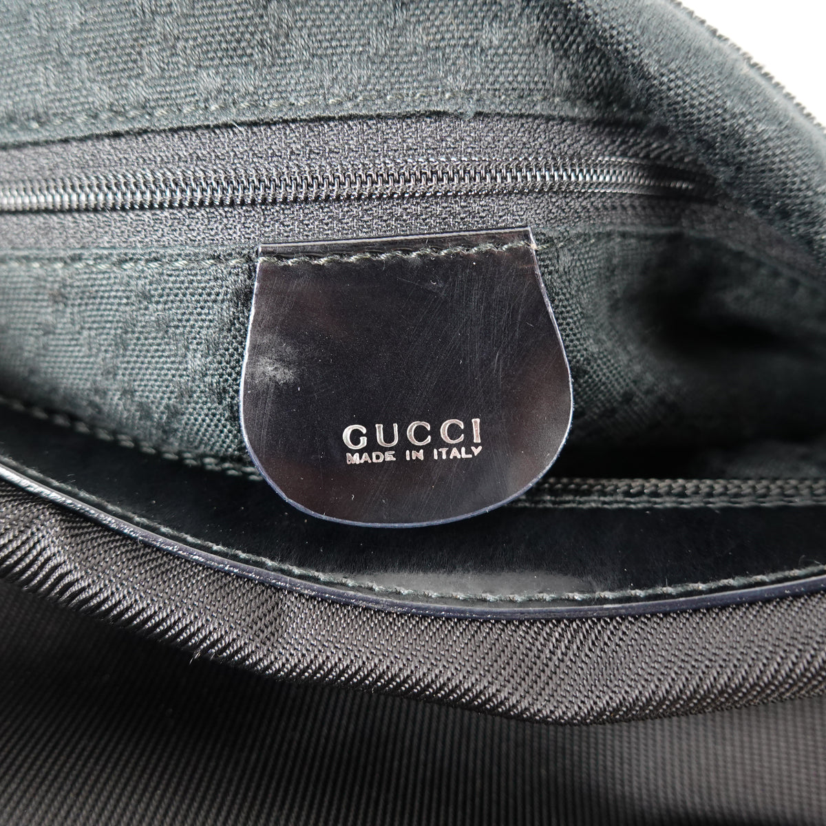 Gucci Nylon Bamboo Hobo Shoulder Bag Black