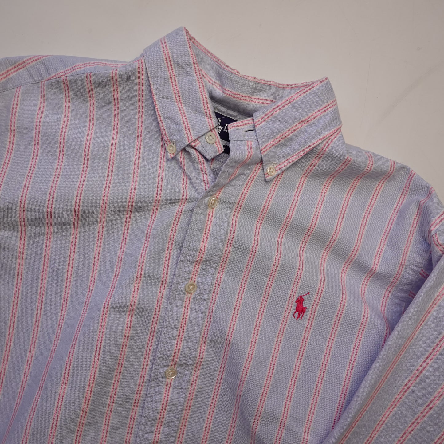 Vintage Polo RL Blue/Pink Striped Button Up - Size L