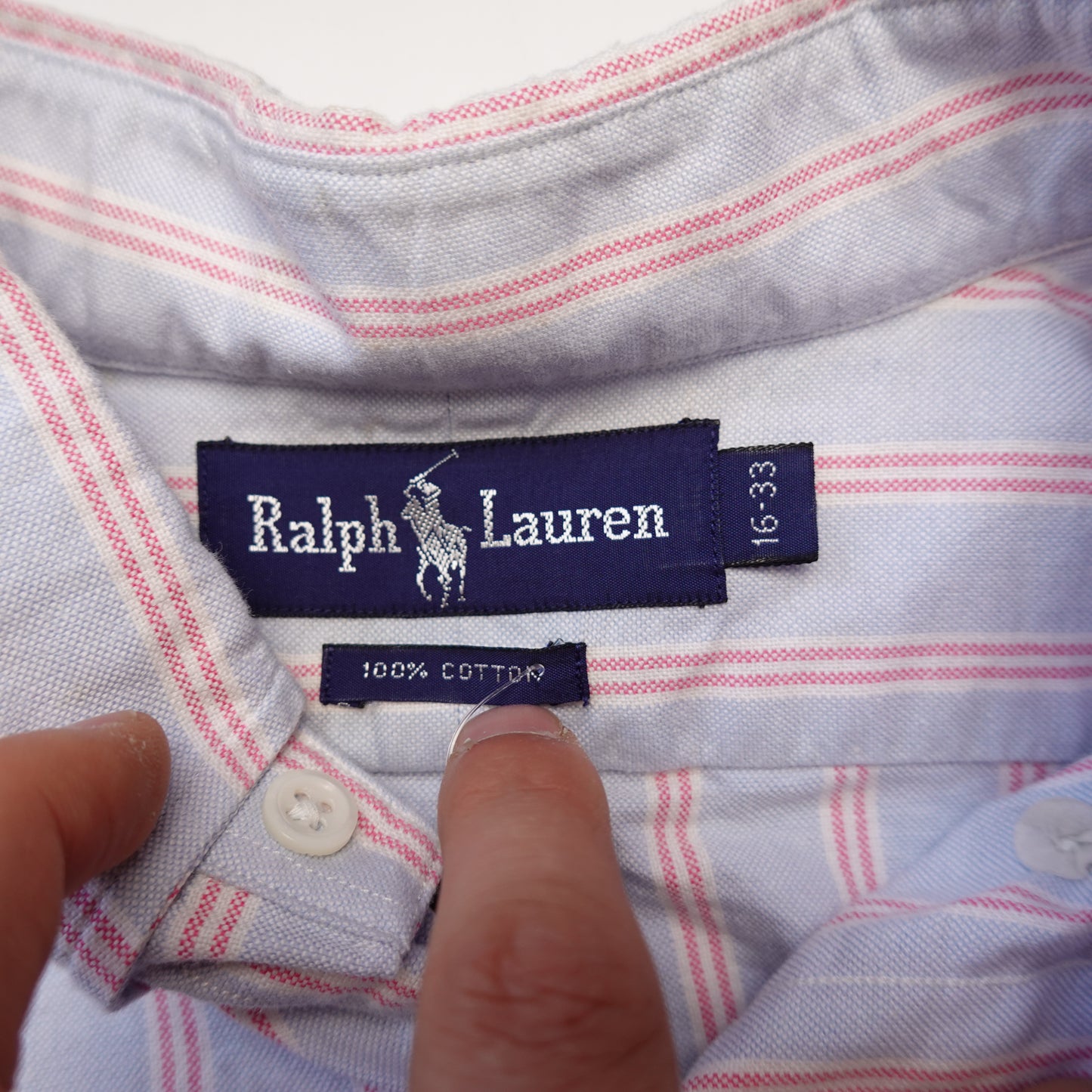 Vintage Polo RL Blue/Pink Striped Button Up - Size L