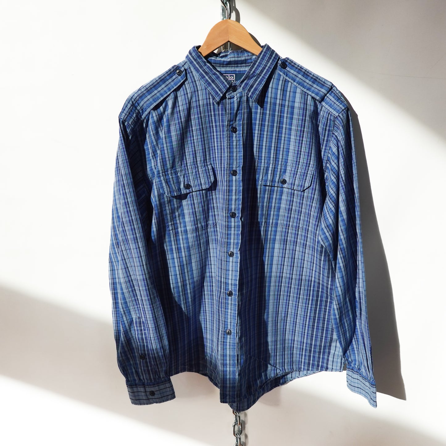 Polo RL Blue Plaid Button up - Size XL