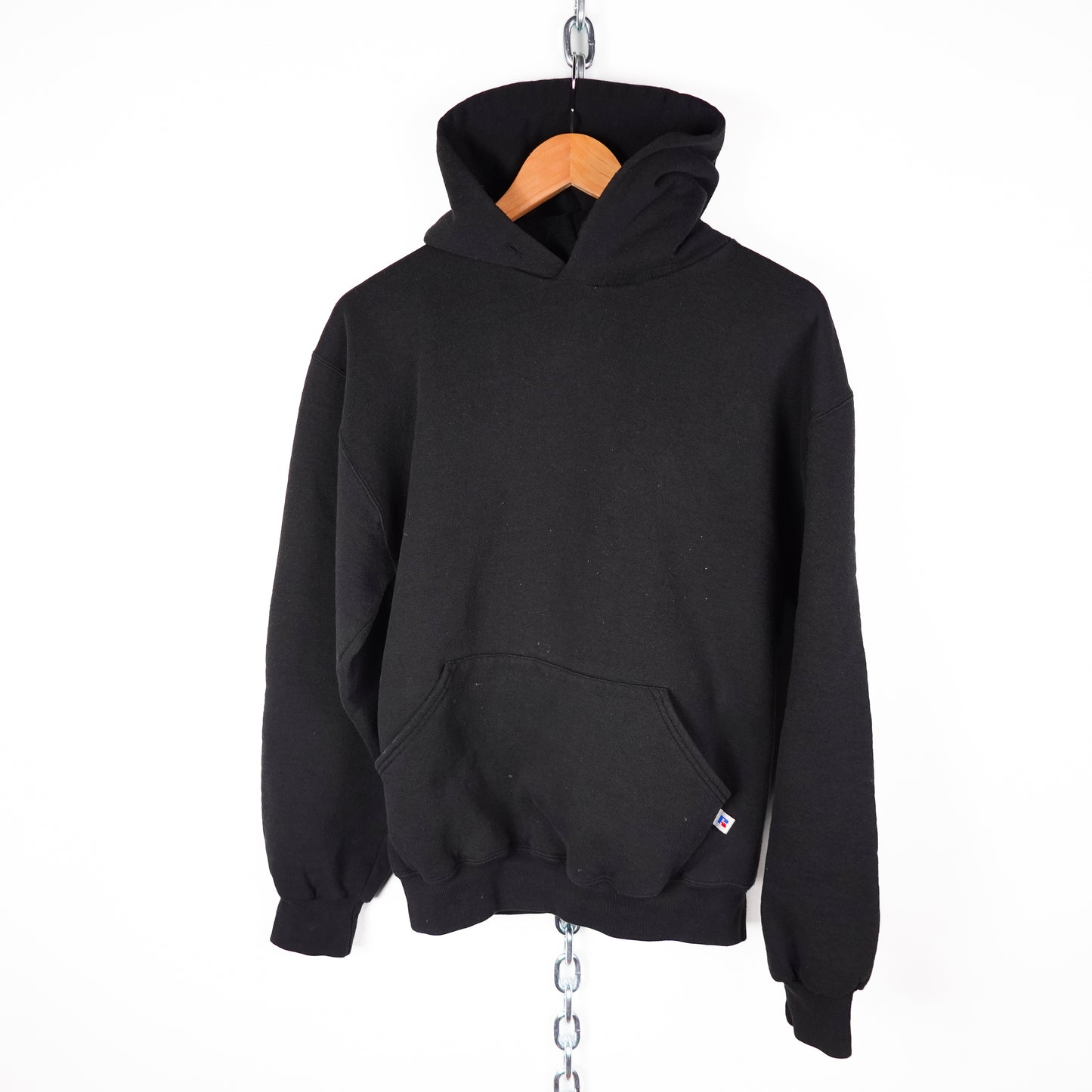 Vintage Russell Black Blank Hoodie - Size M