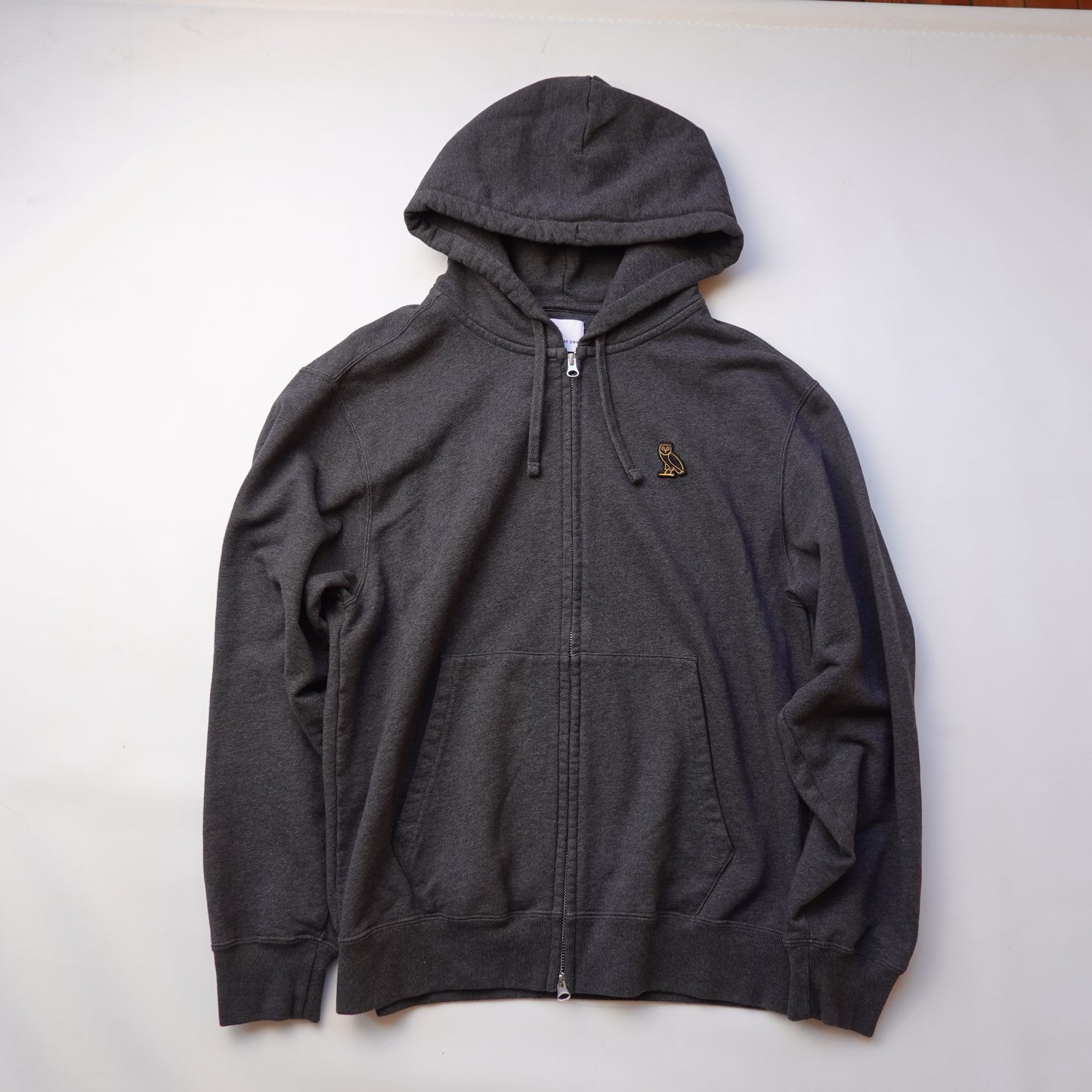 OVO Classic Logo Zip Up Hoodie Dark Grey - Size M