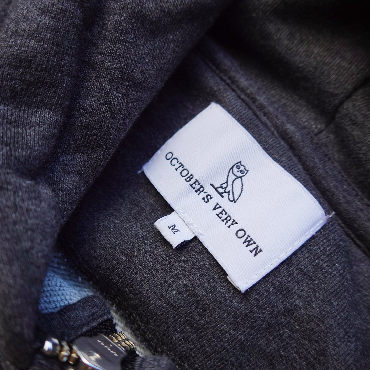 OVO Classic Logo Zip Up Hoodie Dark Grey - Size M