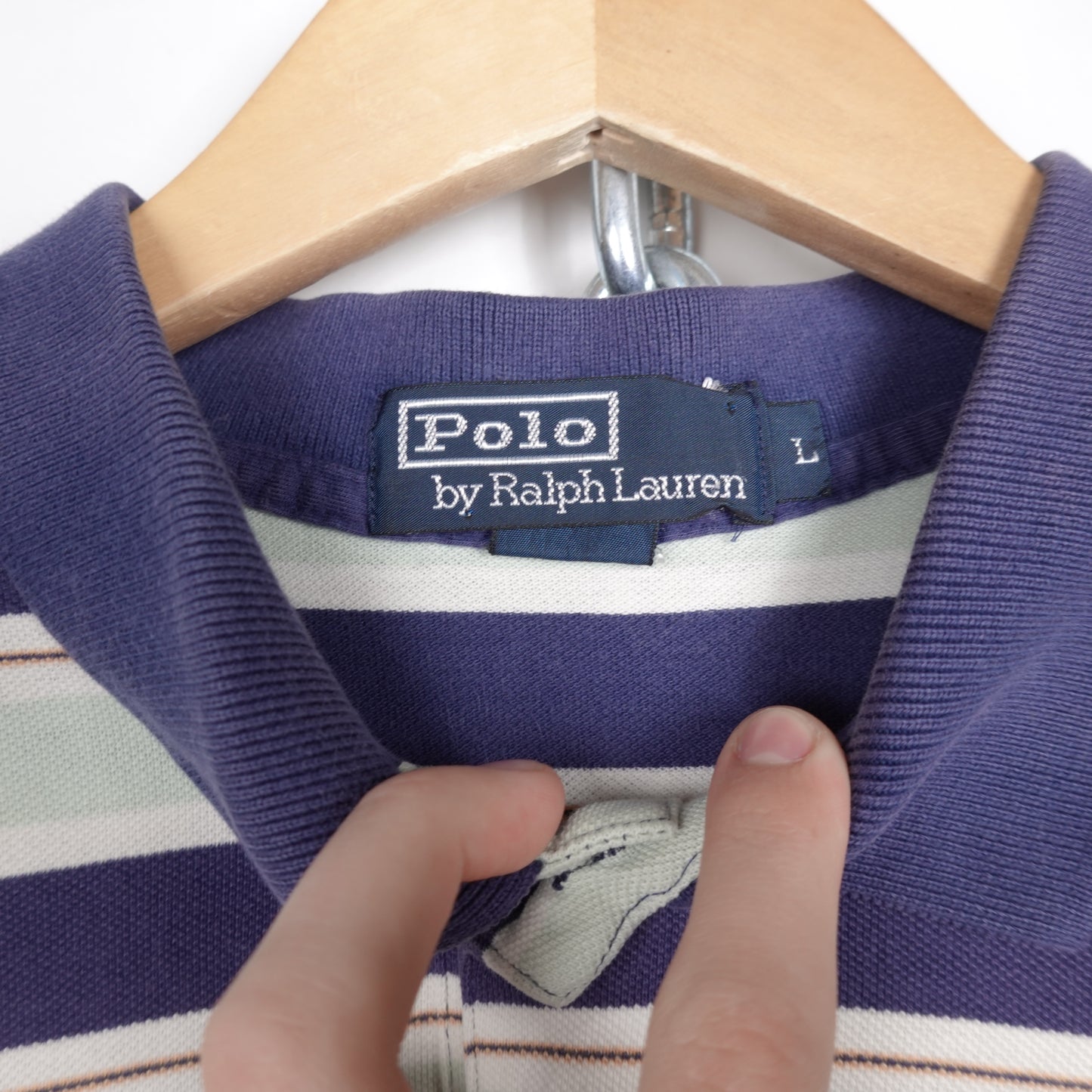 Polo RL Striped Teal/Blue Polo Shirt - Size L