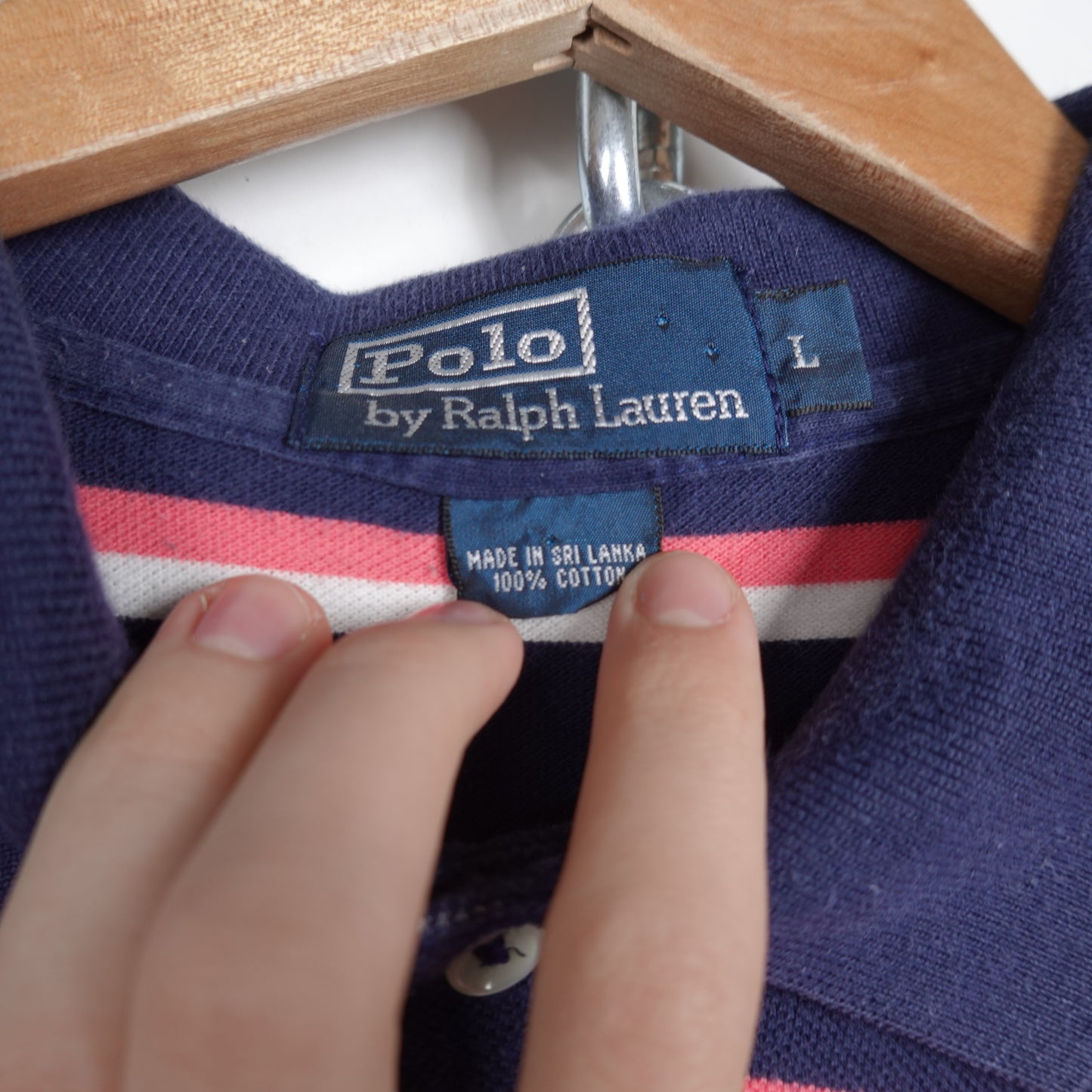 Polo RL Pink Striped Shirt - Size L