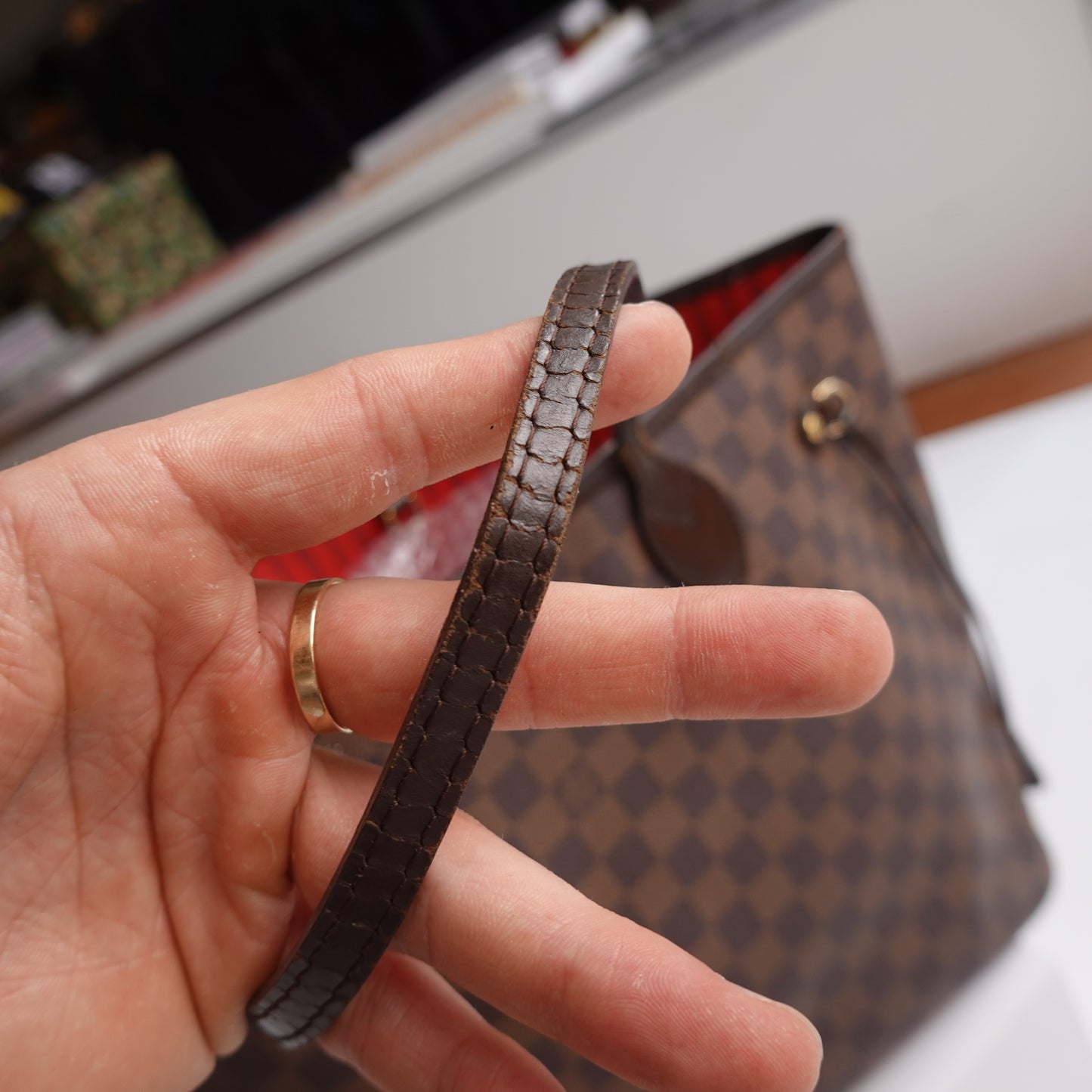 Louis Vuitton Neverfull Damier Ebene Tote Bag