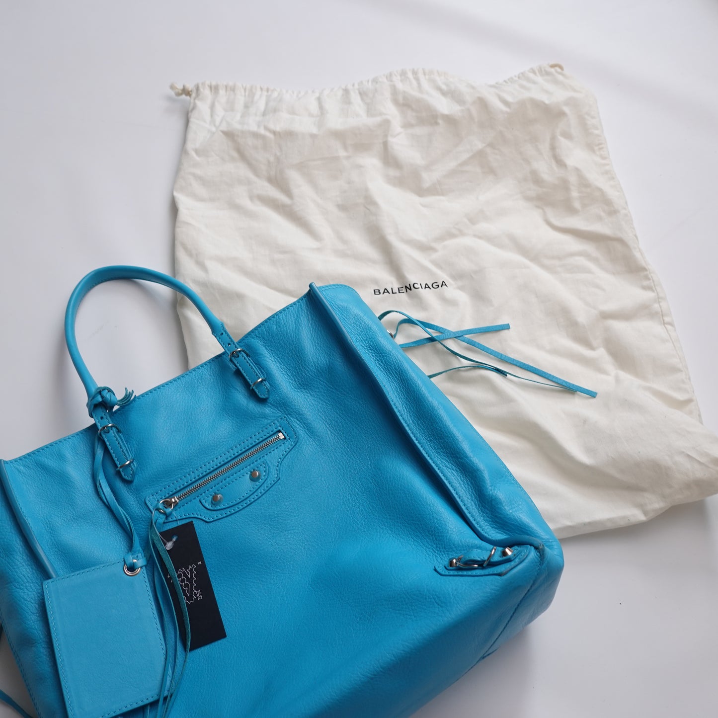 Balenciaga Papier A4 Turquoise Tote Bag