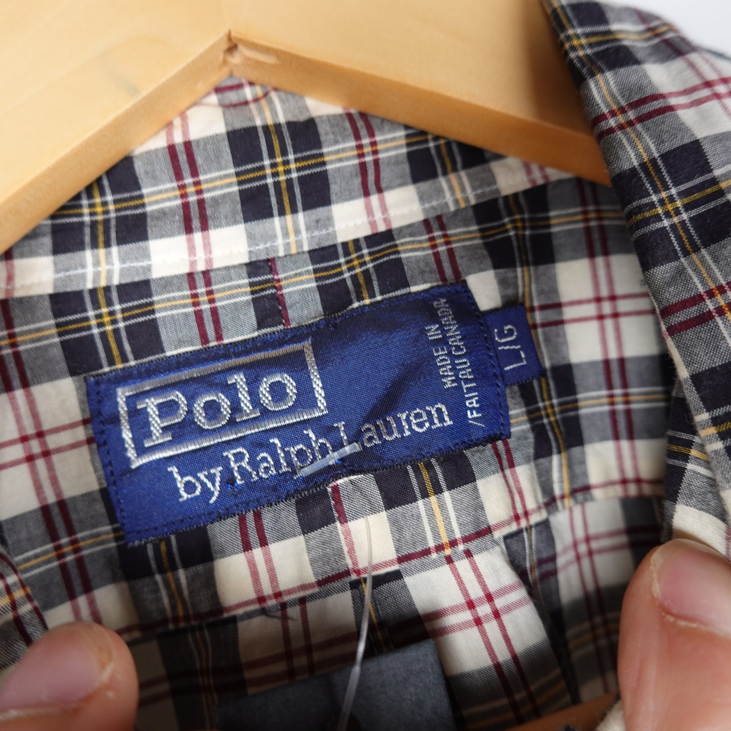 Vintage Polo RL White Plaid Flannel - Size L