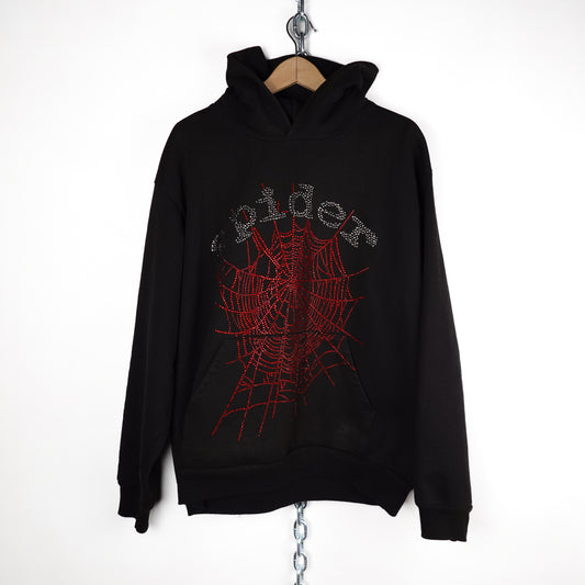 Sp5der Rhinestone Logo Hoodie - Size L
