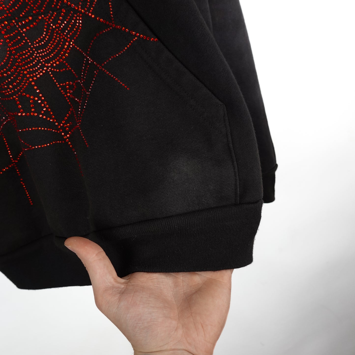 Sp5der Rhinestone Logo Hoodie - Size L