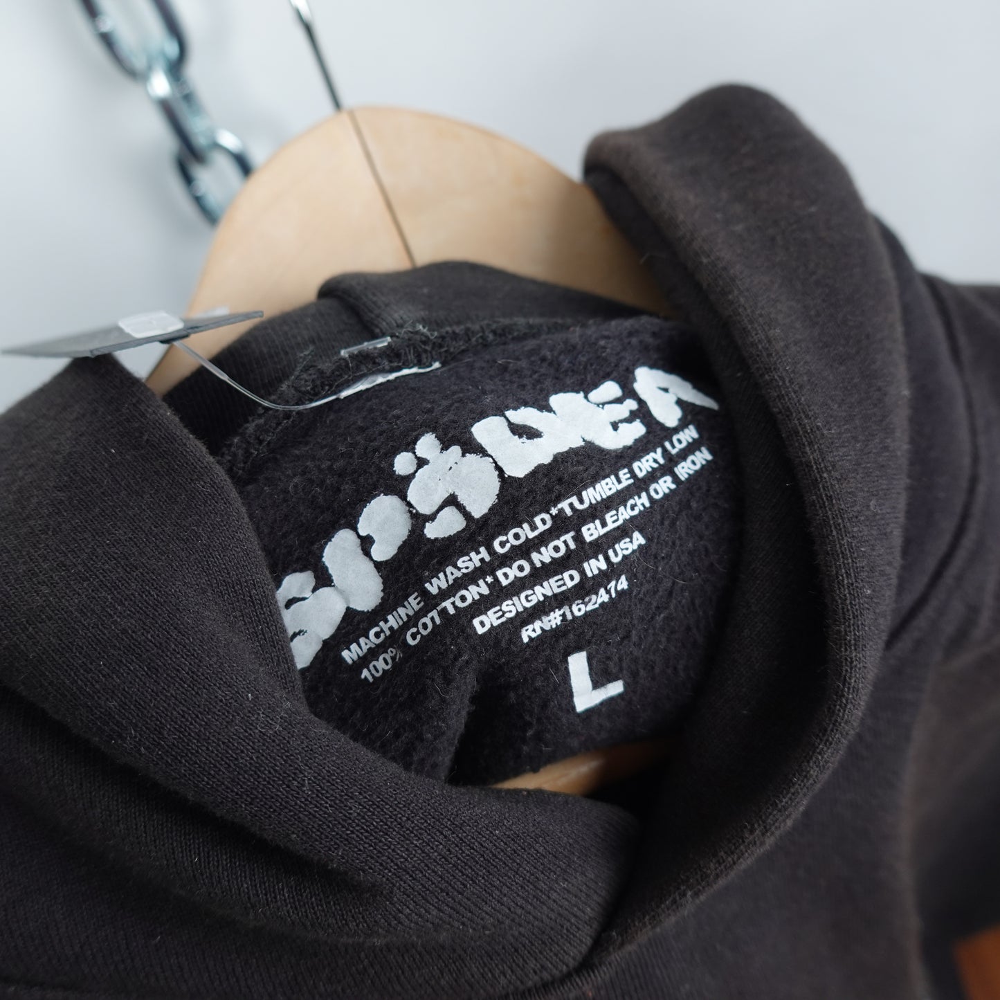 Sp5der Rhinestone Logo Hoodie - Size L