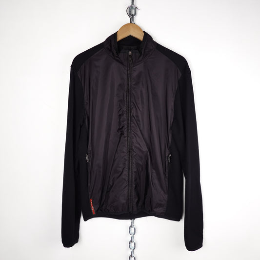 2015 Prada Nylon Panel Zip Up Sweater - Size L