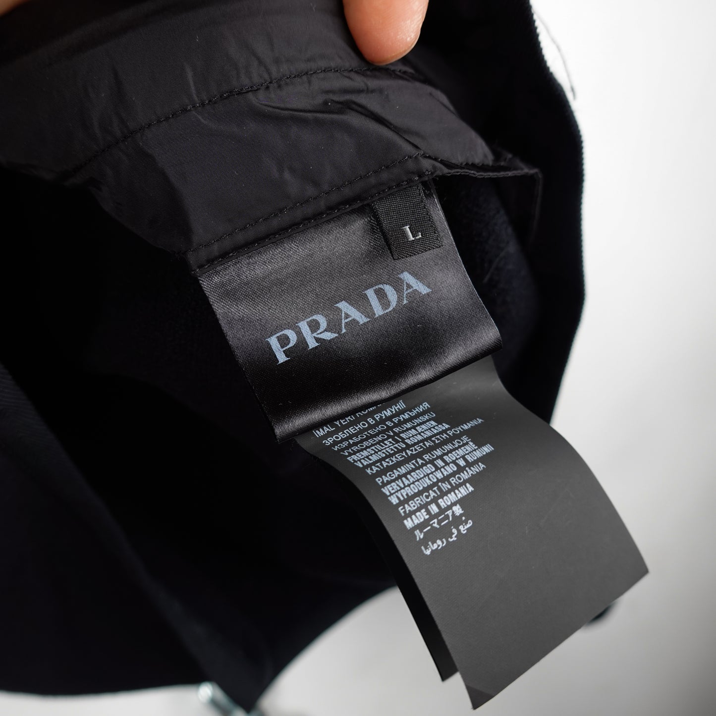 2015 Prada Nylon Panel Zip Up Sweater - Size L